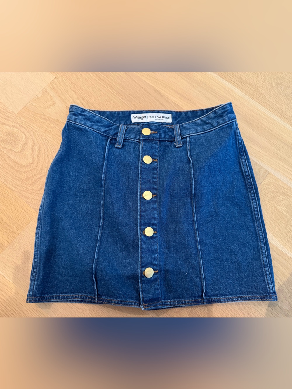 Wrangler Dark Blue Denim Button-Front Mini Skirt- size small